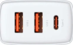 Baseus Ładowarka  Ładowarka sieciowa Baseus Compact Quick Charger 2xUSB USB-C PD 3A 30W biała BSU2896WHT