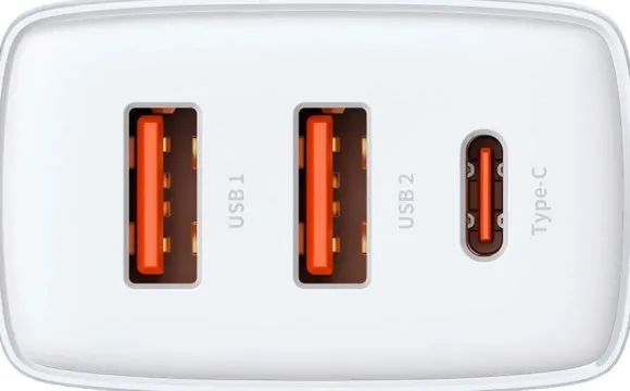 Baseus Ładowarka Ładowarka sieciowa Baseus Compact Quick Charger 2xUSB USB-C PD 3A 30W biała BSU2896WHT