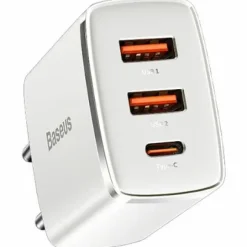 Baseus Ładowarka Ładowarka sieciowa Baseus Compact Quick Charger 2xUSB USB-C PD 3A 30W biała BSU2896WHT