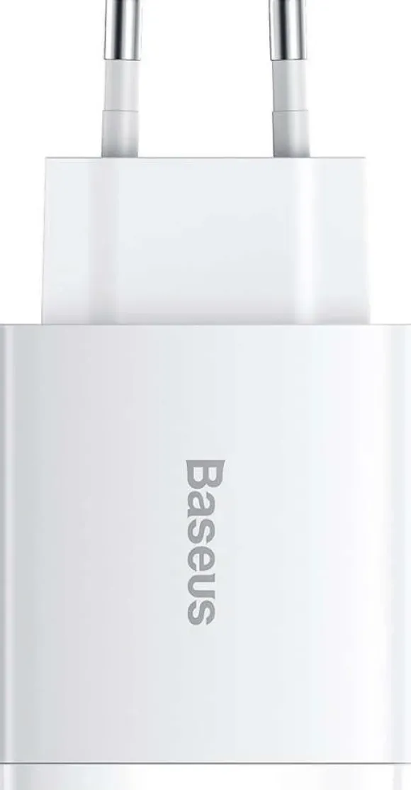Baseus Ładowarka Ładowarka sieciowa Baseus Compact Quick Charger 2xUSB USB-C PD 3A 30W biała BSU2896WHT