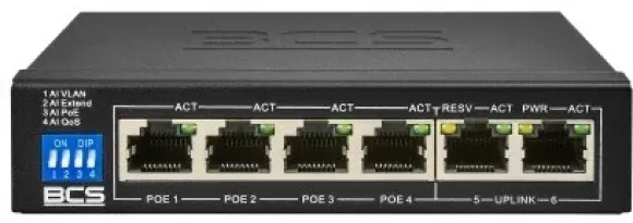 BCS Switch PoE B-SP0402 10/100Mb/s 6 portów B-SP0402