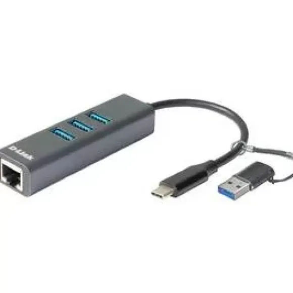 Karta sieciowa D-Link USB-C/USB 3.0 na Gigabit ethernet a 3x USB 3.0 (DUB-2332)