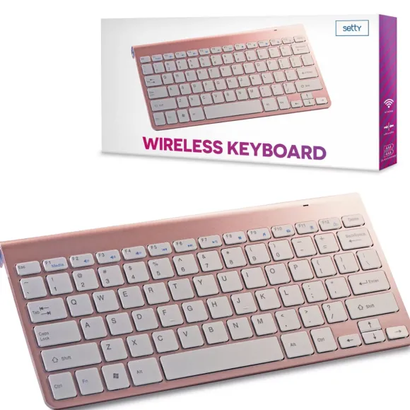 Klawiatura Bezprzewodowa Setty Różowa + Adapter Bluetooth