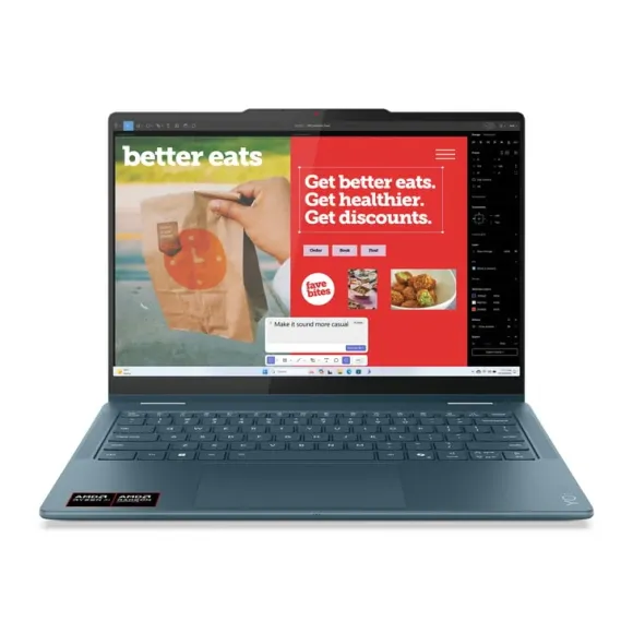 Lenovo Yoga 7 2-in-1 14AKP10 Copilot+ PC AMD Ryzen AI 5 340 Hybryda (2w1) 35,6 cm 14" Ekran WUXGA 16 GB LPDDR5x-SDRAM 512 GB SSD Wi-Fi 7 (802.11be) Windows 11 Home Niemiecki Morski 83JR004JGE 83JR004JGE