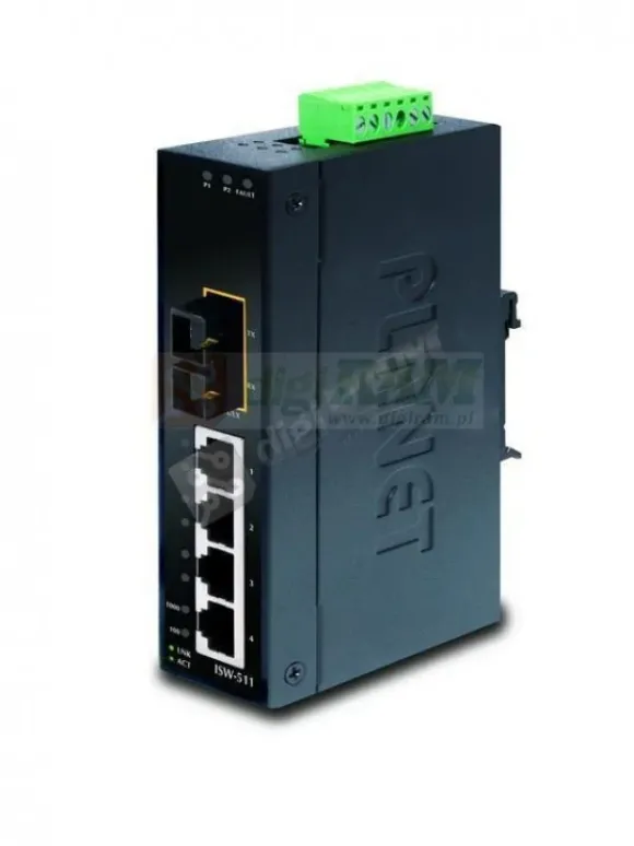 Planet ISW-511 Switch Przemysłowy 4 x 10/100Mbps + 1 x FX SC MM do 2km ISW-511