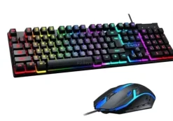 r2 Podświetlany zestaw gamingowy klawiatura + mysz dla graczy Z RYSIKIEM TF200