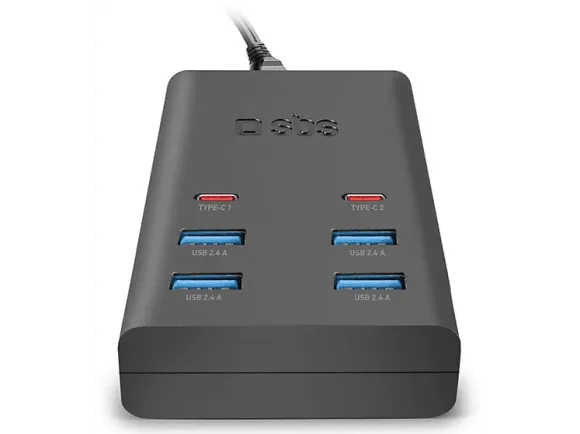 Stacja ładująca SBS z 4 portami USB-A i 2 USB-C TETR4USB2CPD25WK