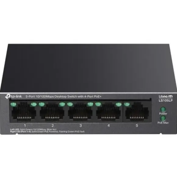 Switch TP-LINK LS105LP Fast Ethernet, 5 portów, Funkcja PoE LS105LP